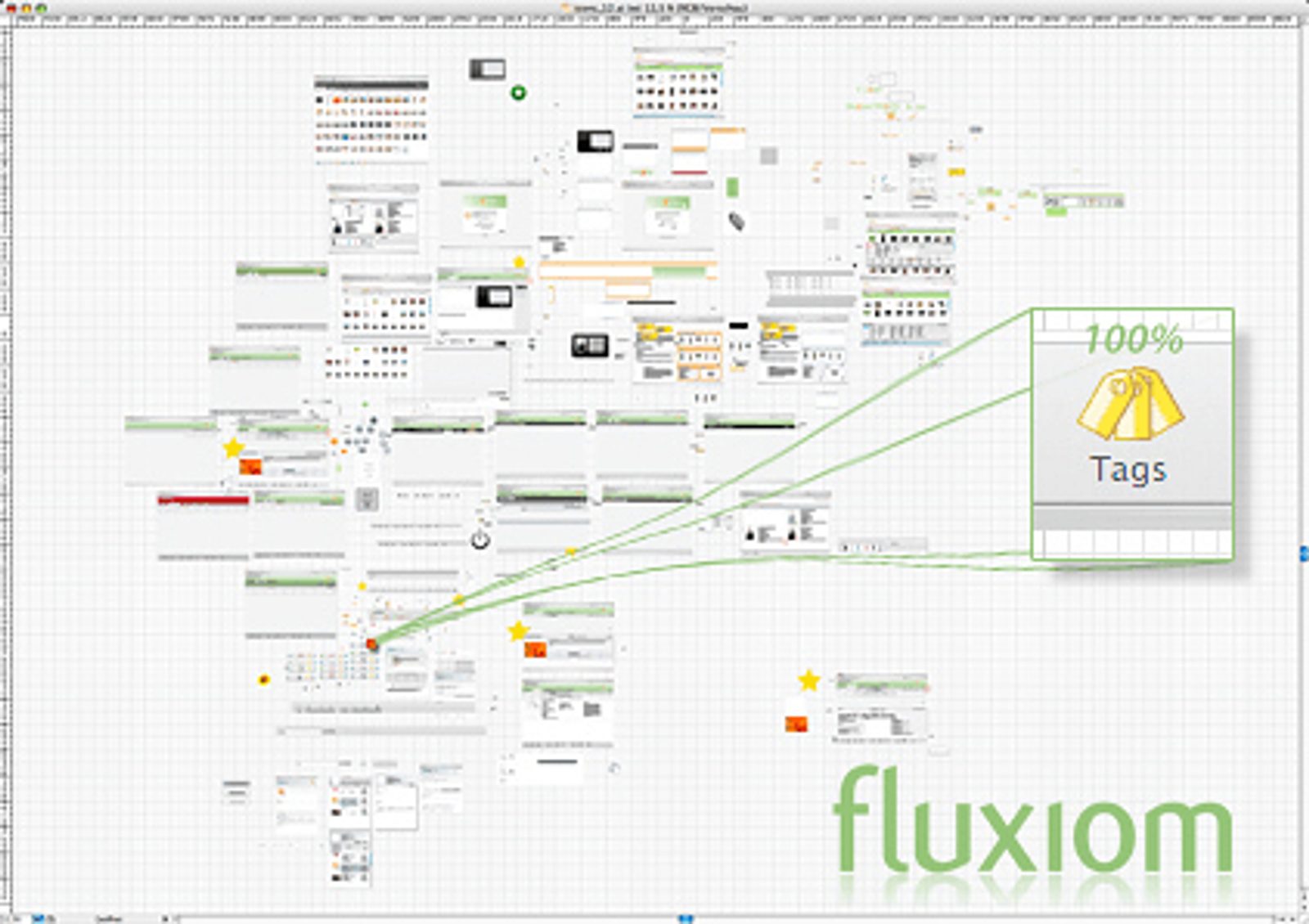 Pixel-perfect mockup of the Fluxiom interface
